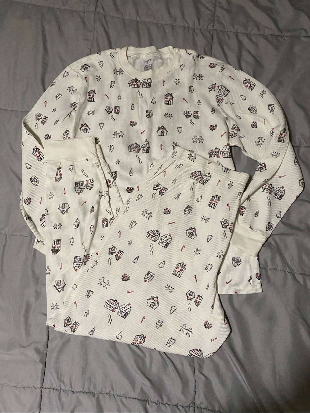 Carter's White Womens' Two-Piece Holiday Thermal Pajama Set